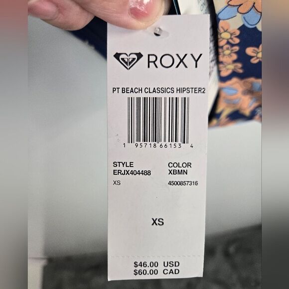 Roxy Beach Classics Hipster Bikini Bottoms Sz XS Bijou Blue New Tropic F… - Picture 12 of 16